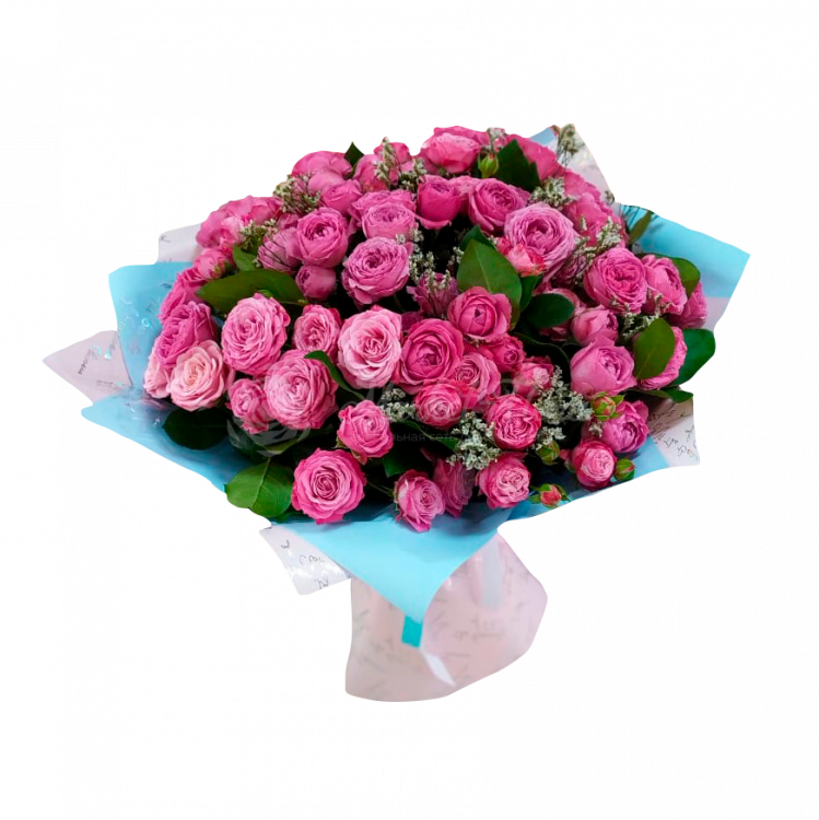 Букет из кустовых розовых роз «Монро»