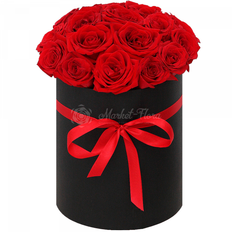 Красные розы в коробке «Страстность»