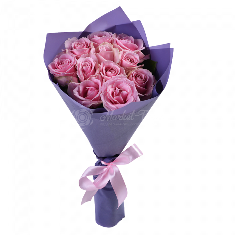 Букет из 11 розовых роз 50 см