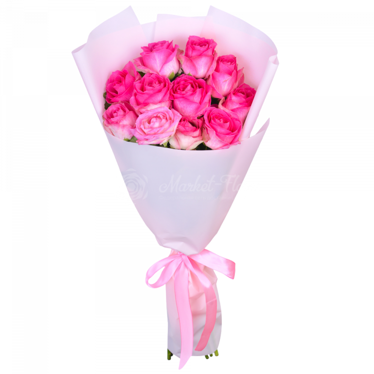 Букет из 11 розовых роз 60 см