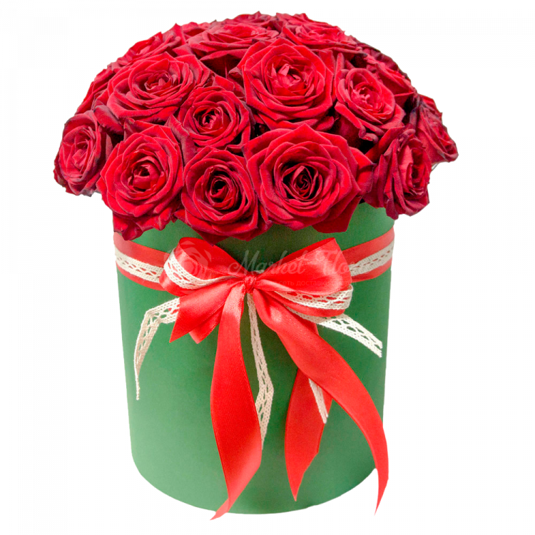 Красные розы в коробке «Принцесса София»